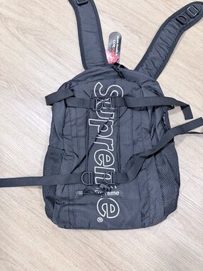 Supreme Black Vertical Logo Backpack